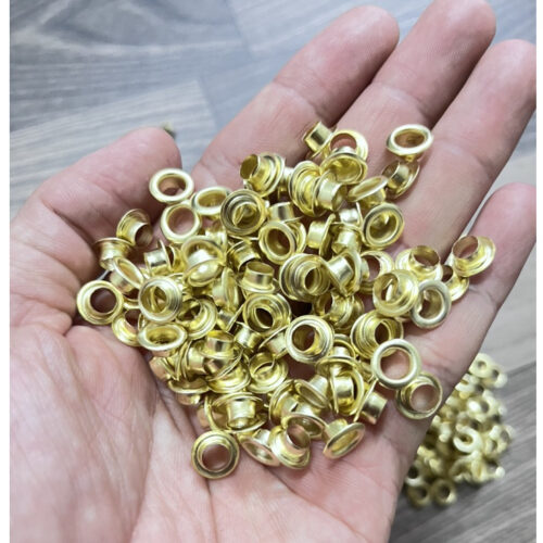 1KG Khoen ore mắt cáo 4mm,5mm,6mm,8mm,10mm bằng sắt xi màu VÀNG khuy ore mắt cáo bấm bạt, túi giấy Không long đền