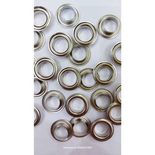 Alternative view of Khoen ore mắt cáo 20mm (lọt lòng 19ly) Chân cao 9mm Khuy luồn oze Khuy đột bạt,khoen bạt Bằng sắt xi Màu bạc Có long đền