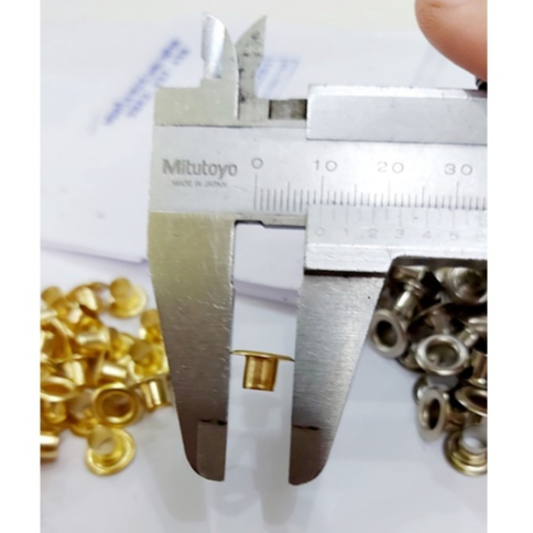 Khoen ore mắt cáo 5mm Chân cao 6ly Bằng Thau không gỉ Màu bạc màu vàng Khuy mắt cáo bấm vải, quần áo, túi xách, đồ da - Ảnh 4