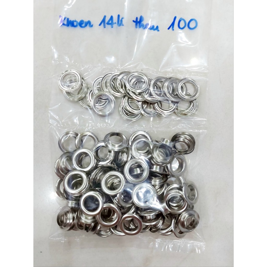Khoen ore 14mm Khoen mắt cáo 14 ly Chân Cao 6mm Túi 100 cái Bằng Thau không gỉ Khuy mắt cáo bấm vải Phụ liệu may mặc - Ảnh 4