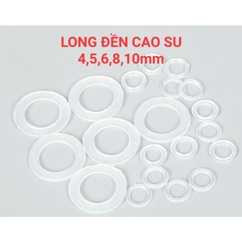 Long đền nhựa dùng cho khoen ore mắt cáo Size 4mm,5mm,6mm,8mm,10mm Túi 100 cái Màu trắng trong suốt Phụ liệu may mặc