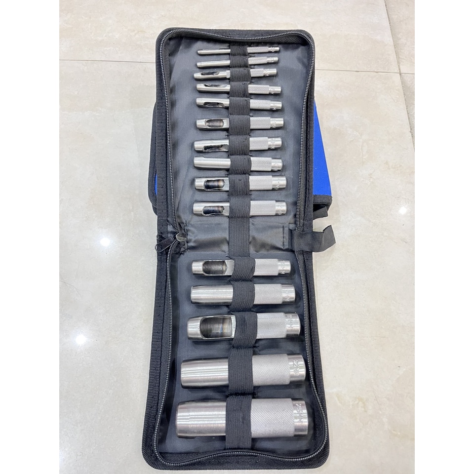 Bộ cây đục lỗ tròn (12 cây 3-16mm / 15 cây 3-25mm) Thép cacbon Sắc bén Hàng nhập loại tốt - Ảnh 4