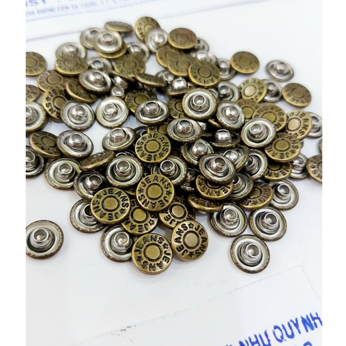 Nút đinh tán cố định túi quần jean (rivets for jeans pocket) Bằng thau không gỉ Màu đồng Màu khói Bịch 100 cái - Ảnh 4