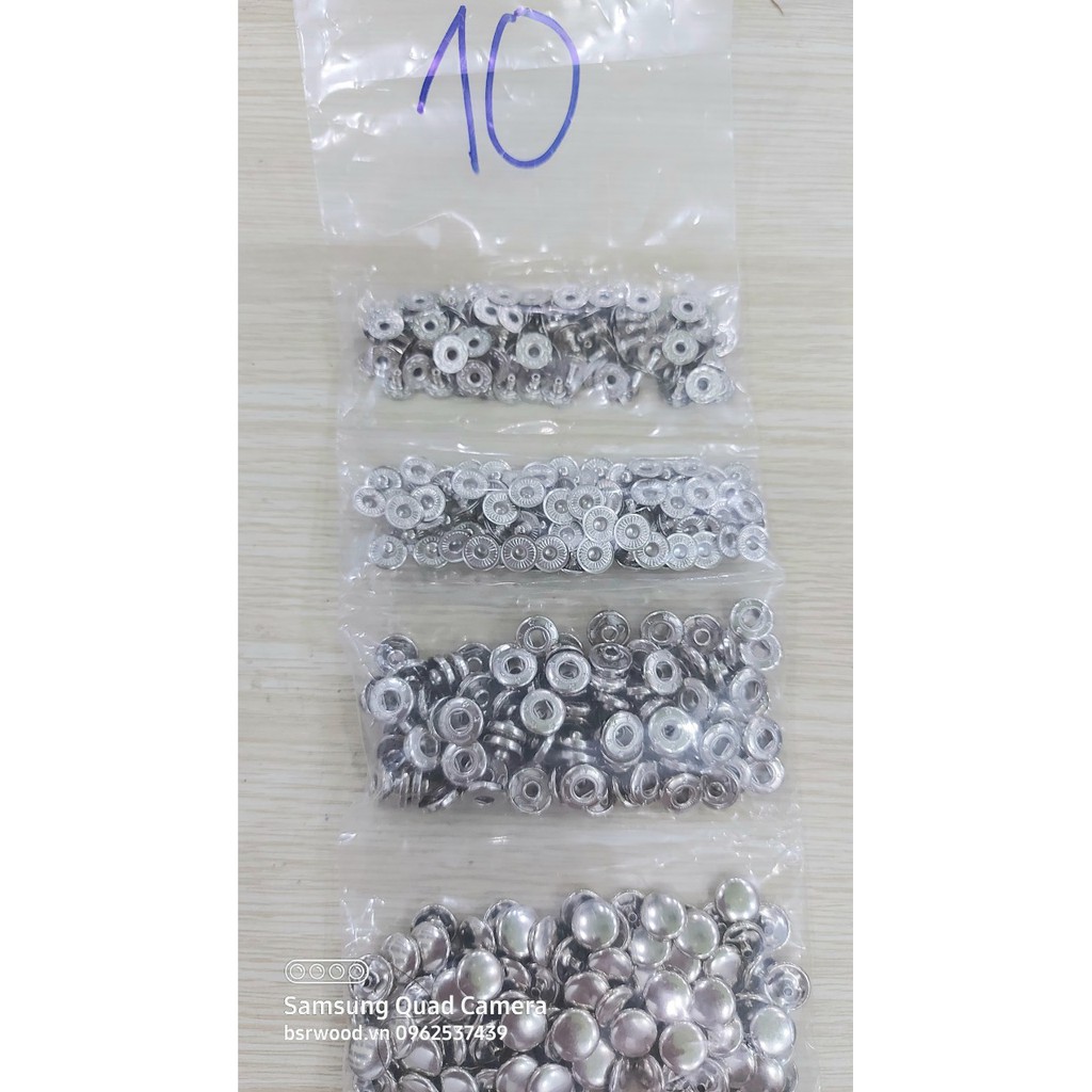 Nút bấm 4 thành phần (nút bóp) Nút quần jean 4 thành phần Loại 10mm Bằng thau Màu bạc, vàng, đồng, đen Phụ liệu may mặc - Ảnh 3