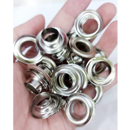 Khoen bạt khoen ore 12mm Chân cao 7mm Khuy mắt cáo đóng bạt 12ly Bằng sắt Màu bạc Bịch 100 cái + 100 long đền