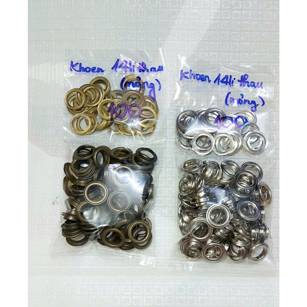 Khoen ore 14mm Khoen mắt cáo 14ly Thau không gỉ (mỏng) Màu bạc, vàng, đồng Khuy mắt cáo Chuyên bấm vải Phụ liệu may mặc - Ảnh 3