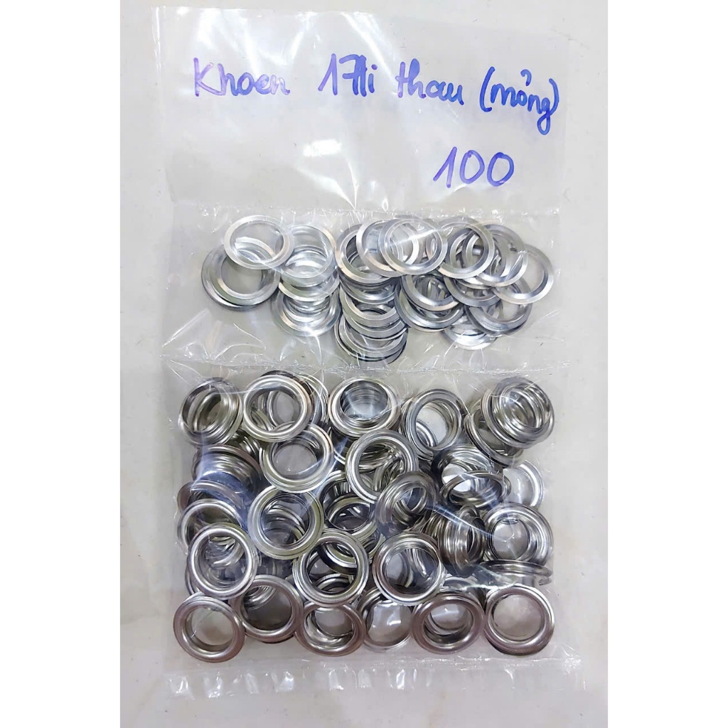 Khoen ore 16mm Khoen mắt cáo 16ly Thau không gỉ (mỏng) Màu bạc, vàng, đồng Khuy mắt cáo Chuyên bấm vải Phụ liệu may mặc - Ảnh 3