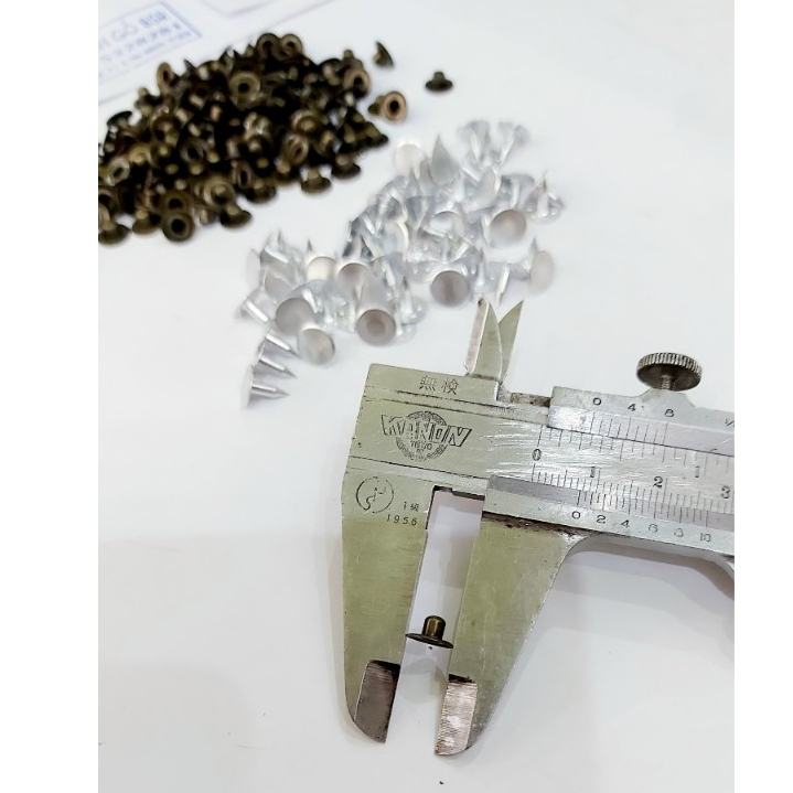 Nút đinh tán cố định túi quần jean (rivets for jeans pocket) Bằng thau không gỉ Màu đồng Màu khói Bịch 100 cái - Ảnh 7