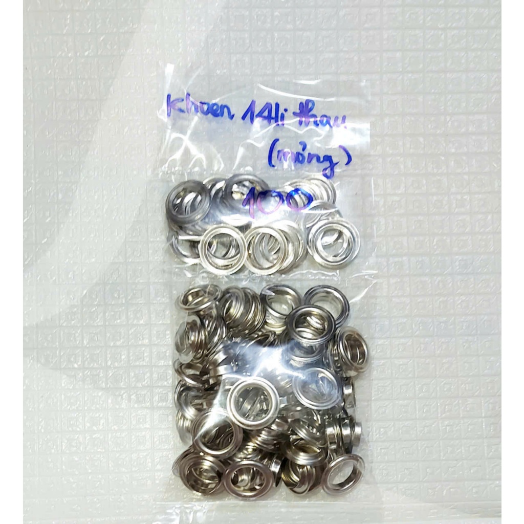 Khoen ore 14mm Khoen mắt cáo 14ly Thau không gỉ (mỏng) Màu bạc, vàng, đồng Khuy mắt cáo Chuyên bấm vải Phụ liệu may mặc - Ảnh 4