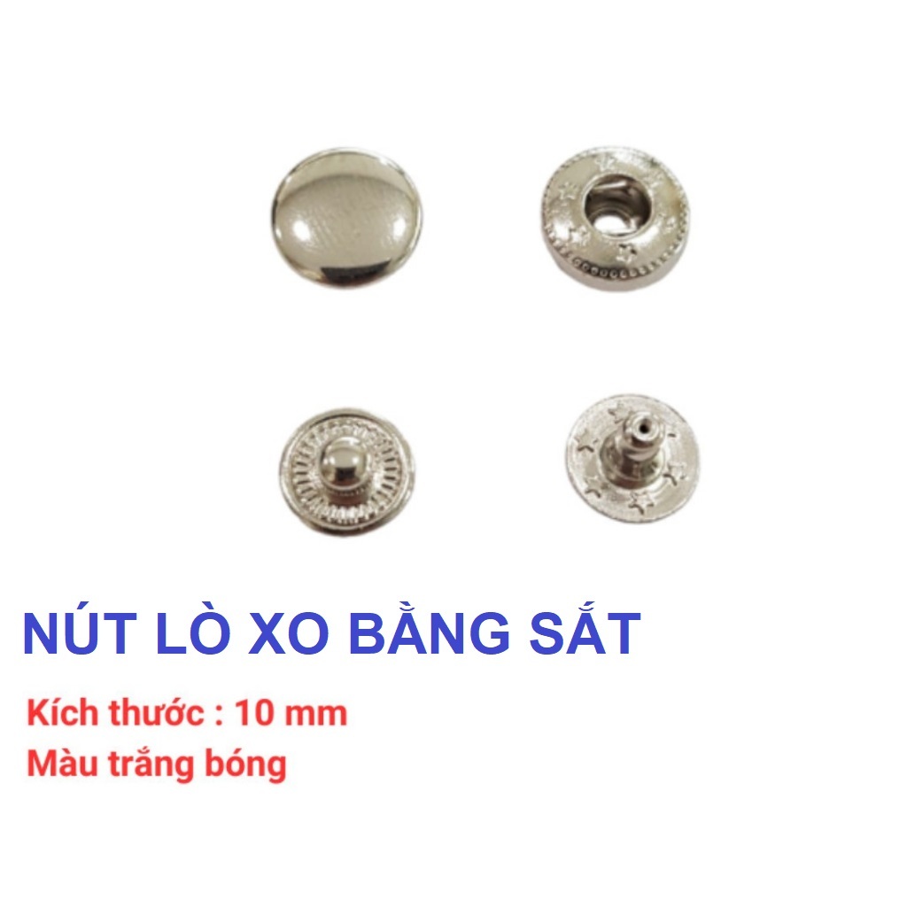 Nút bấm 4 thành phần (nút bóp, nút lò xo) Bằng SẮT Size 10mm,12mm,15mm Dùng làm đồ thủ công - Ảnh 2