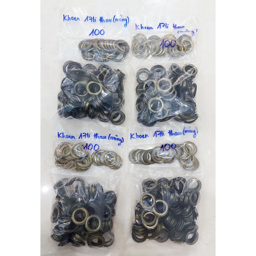 Khoen ore 16mm Khoen mắt cáo 16ly Thau không gỉ (mỏng) Màu bạc, vàng, đồng Khuy mắt cáo Chuyên bấm vải Phụ liệu may mặc - Ảnh 7
