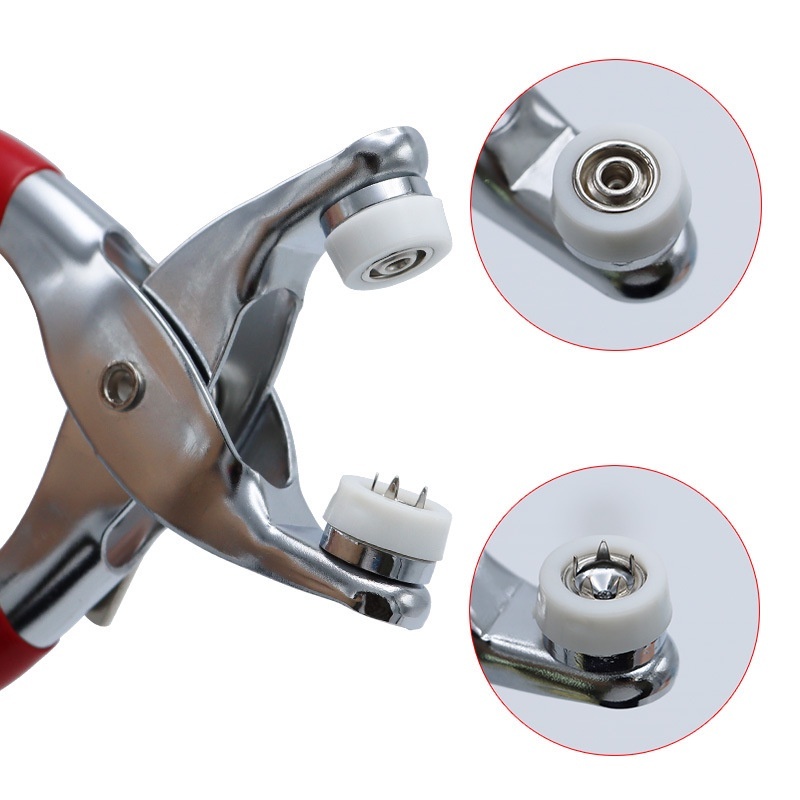 Kìm bấm cúc áo (nút vành / nút 5 chấu / nút áo em bé) Size 9mm Bấm lên vải được - Ảnh 5