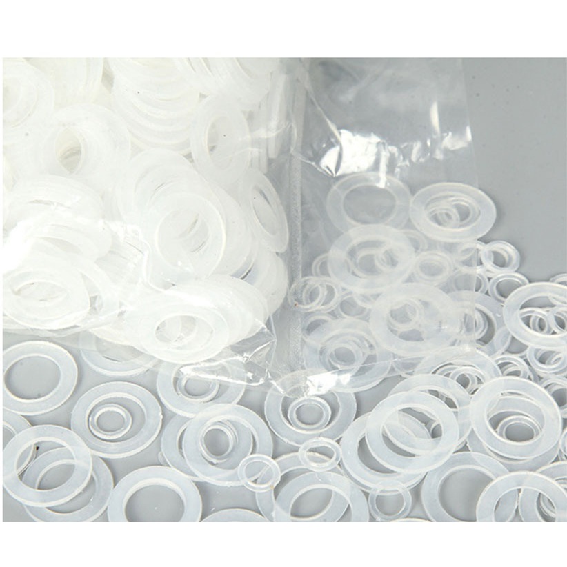 Long đền nhựa dùng cho khoen ore mắt cáo Size 4mm,5mm,6mm,8mm,10mm Túi 100 cái Màu trắng trong suốt Phụ liệu may mặc - Ảnh 2