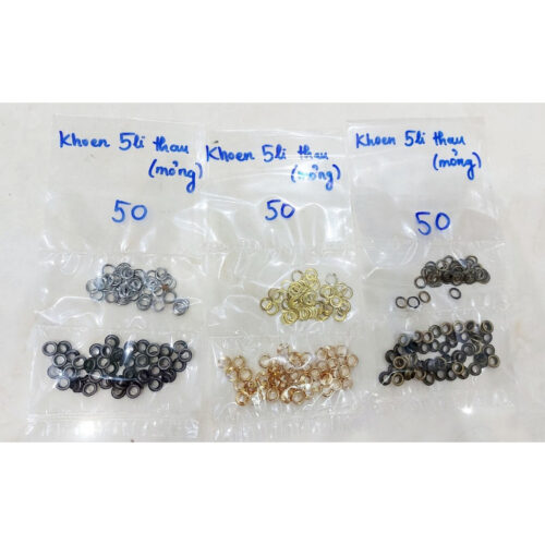 Khoen 5mm Thau không gỉ loại mỏng chân cao 3mm Màu bạc,vàng, đồng Khuy mắt cáo Chuyên bấm vải Phụ liệu may mặc
