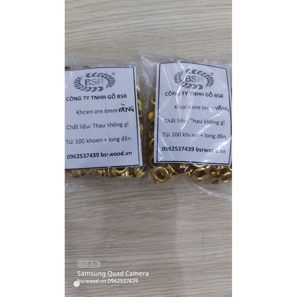 Khoen ore 6mm Khoen mắt cáo 6 ly Thau không gỉ MÀU VÀNG Khuy mắt cáo bấm vải Túi 100 cái (có long đền) Phụ liệu may mặc - Ảnh 7