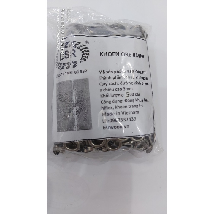 Khoen ore 8mm Khoen mắt cáo 8ly Bằng Thau không gỉ(mỏng) Màu Bạc Đồng Vàng Khuy mắt cáo Chuyên bấm vải Phụ liệu may mặc - Ảnh 3