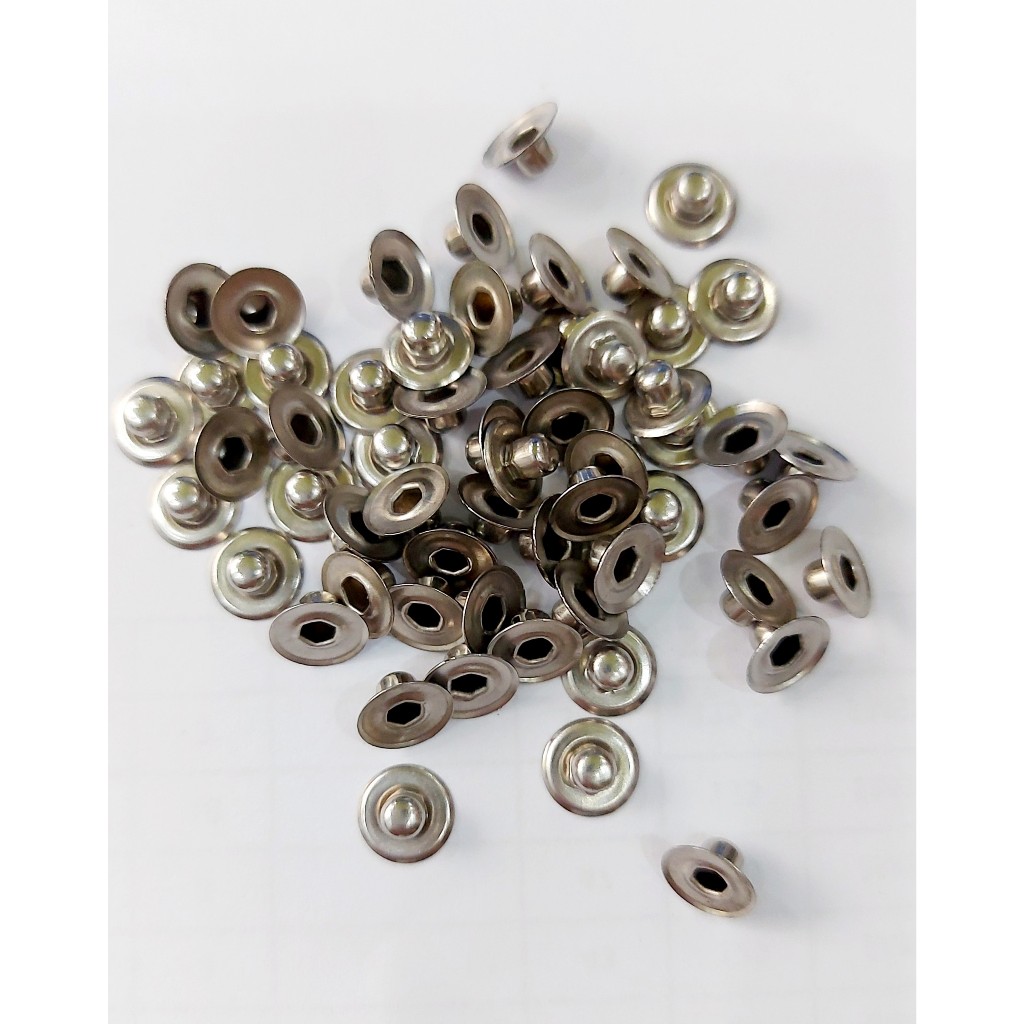Nút đinh tán cố định túi quần jean (rivets for jeans pocket) Bằng thau không gỉ Màu đồng Màu khói Bịch 100 cái - Ảnh 9