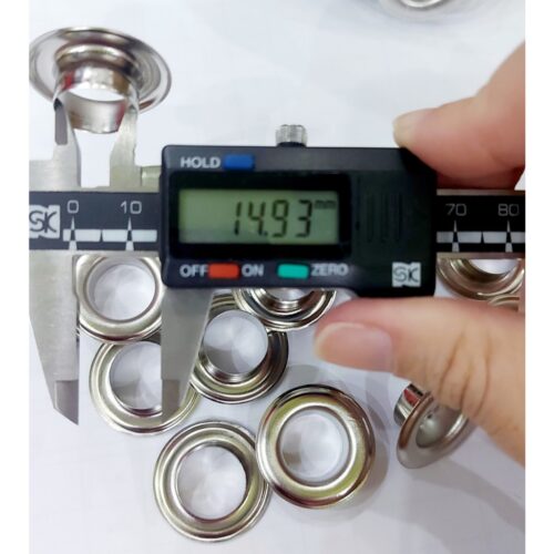 Alternative view of Khoen bạt khoen ore 15mm Chân cao 9mm Khuy mắt cáo đóng bạt 15ly Bằng sắt Màu bạc Có long đền