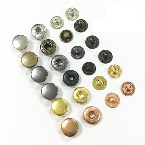 Nút bấm 4 thành phần (nút bóp) Nút quần jean 4 thành phần Loại 15mm Bằng thau Màu bạc, vàng, đồng, đen Phụ liệu may mặc