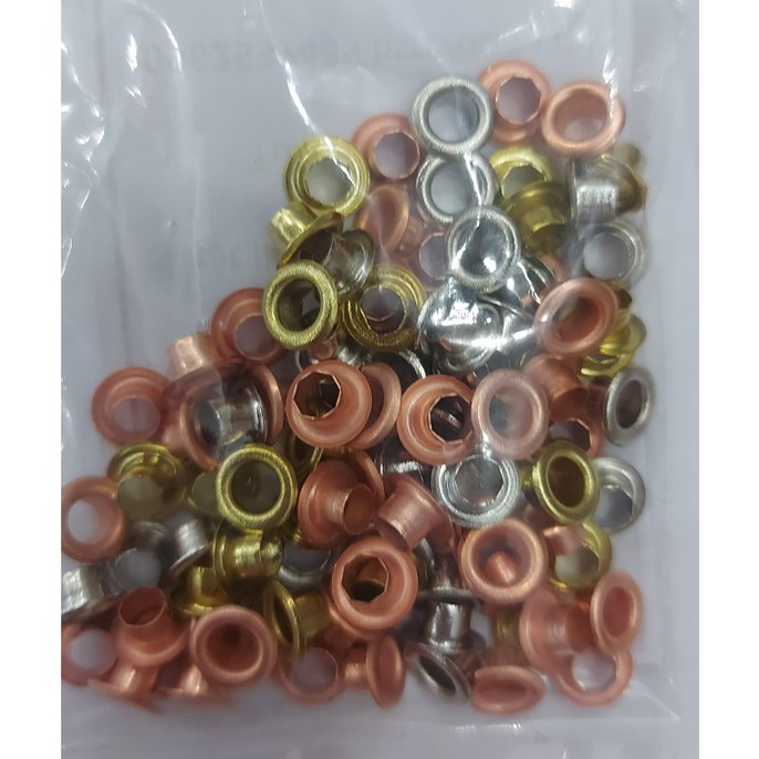 Khoen ore 4mm Mắt cáo đóng bạt, bấm túi giấy, bấm vải Bằng sắt Nhiều màu Túi 100 cái Chuyên dùng cho kềm bấm khoen TOP - Ảnh 2