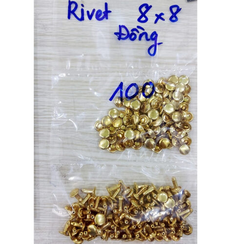 Alternative view of Nút tán rivet (đinh tán) 2 mặt Bằng Thau không gỉ Màu vàng, màu đồng Size 6x6mm , 9x9mm Trang trí quần áo, làm thủ công