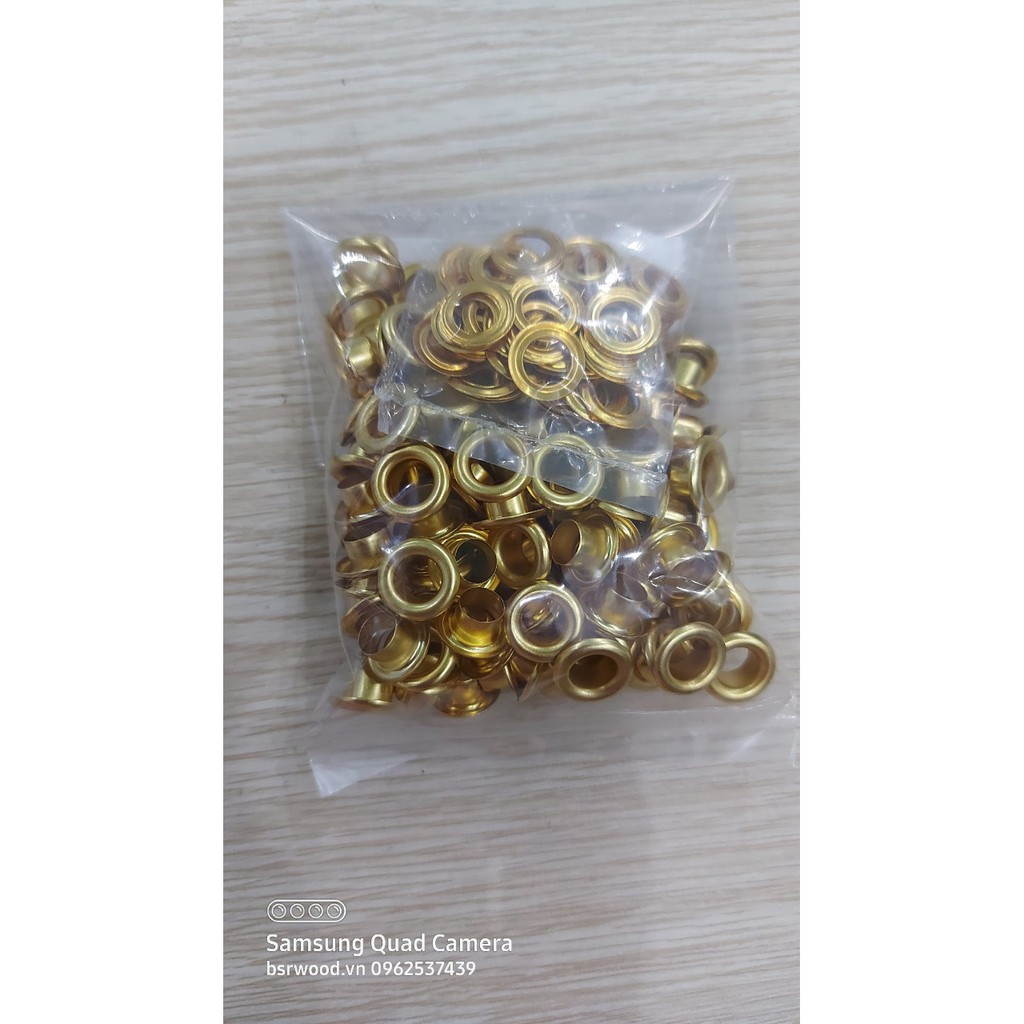Khoen ore 6mm Khoen mắt cáo 6 ly Thau không gỉ MÀU VÀNG Khuy mắt cáo bấm vải Túi 100 cái (có long đền) Phụ liệu may mặc - Ảnh 9