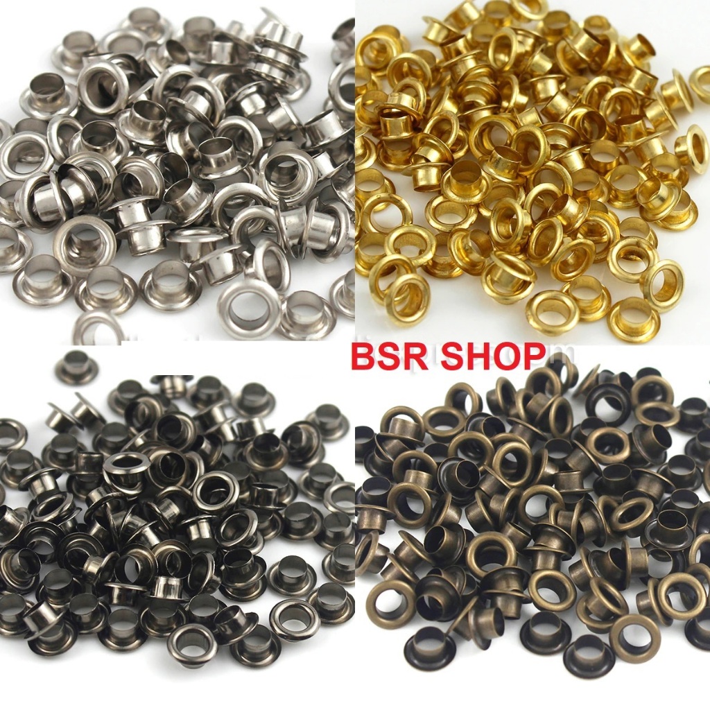 Khoen ore mắt cáo 5mm Bằng Thau không gỉ Màu bạc, vàng, đen, đồng Khuy mắt cáo bấm vải, quần áo, túi xách, đồ da
