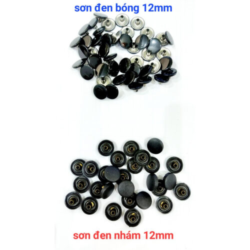 Alternative view of Nút bấm 4 thành phần (nút bóp, nút lò xo) Sơn đen bóng đen nhám Bằng Thau không gỉ Size 12mm,15mm