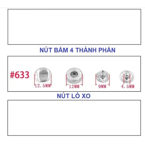 Alternative view of Dụng cụ đóng nút bóp (nút lò xo) Mã nút 633 Size 12mm (nút bấm 4 thành phần) gồm 2 cây tán