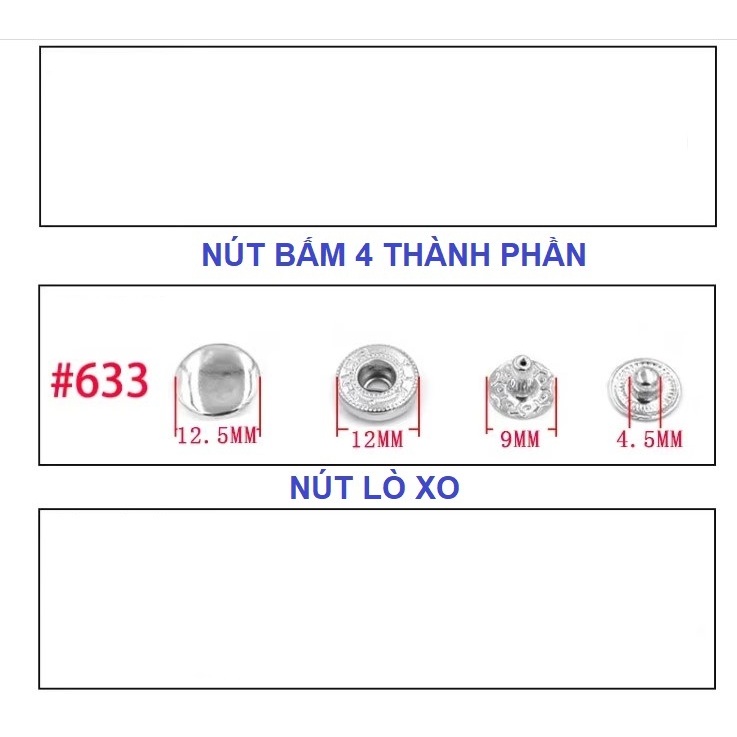 Dụng cụ đóng nút bóp (nút lò xo) Mã nút 633 Size 12mm (nút bấm 4 thành phần) gồm 2 cây tán - Ảnh 2