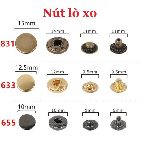 Alternative view of Nút bấm kim loại bấm áo khoác, đồ da, quần jean Hợp kim Không gỉ Nhiều màu Size 10,13,15,17mm Bịch 20bộ Phụ liệu may mặc