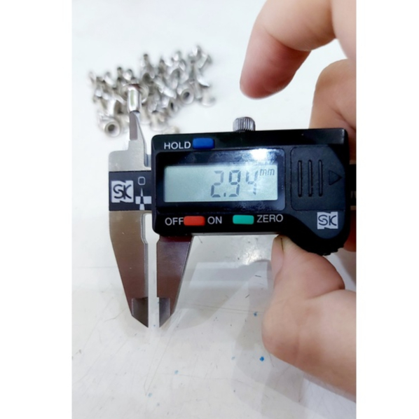Khoen mắt cáo 3mm (Khoen ore 3 ly) Chân cao 7ly Khuy mắt cáo đóng bạt, túi giấy Bằng sắt Túi 100 cái (không có long đền) - Ảnh 7