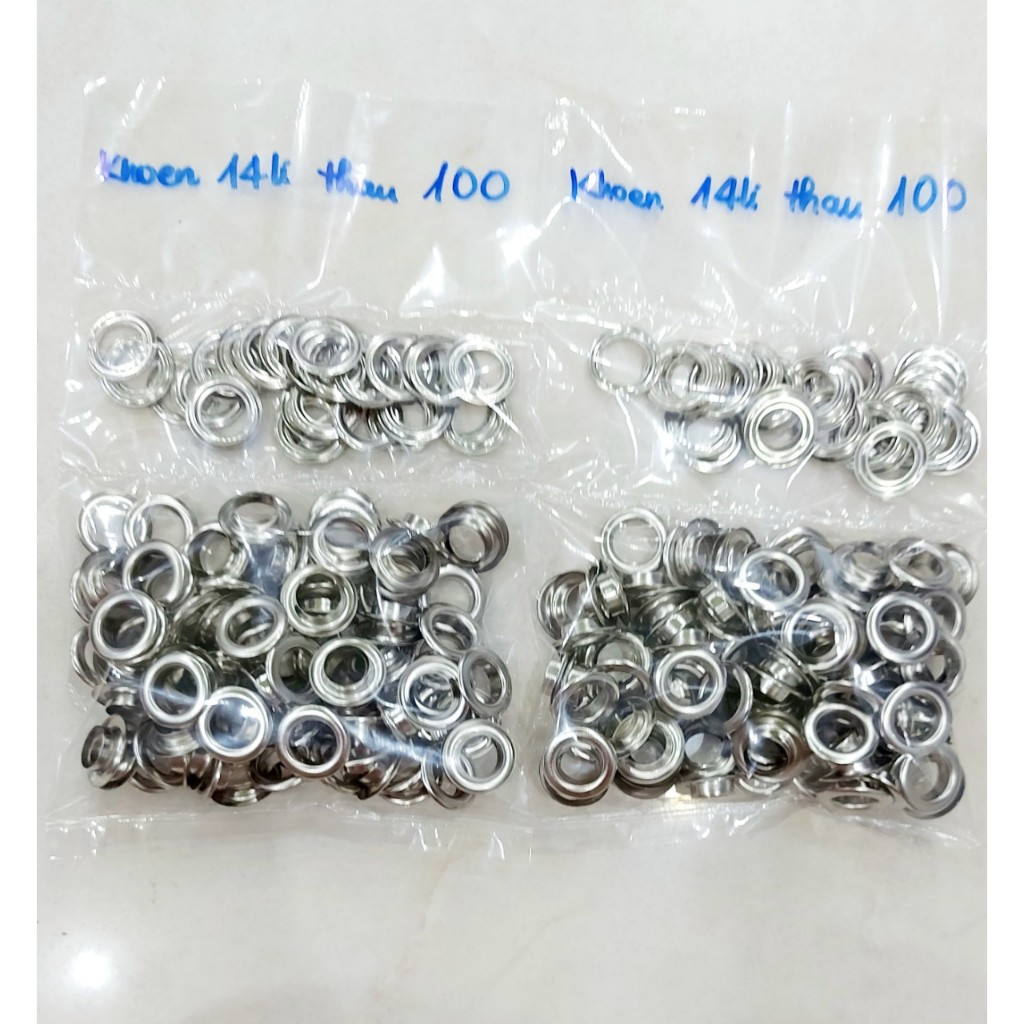 Khoen ore 14mm Khoen mắt cáo 14 ly Chân Cao 6mm Túi 100 cái Bằng Thau không gỉ Khuy mắt cáo bấm vải Phụ liệu may mặc - Ảnh 3
