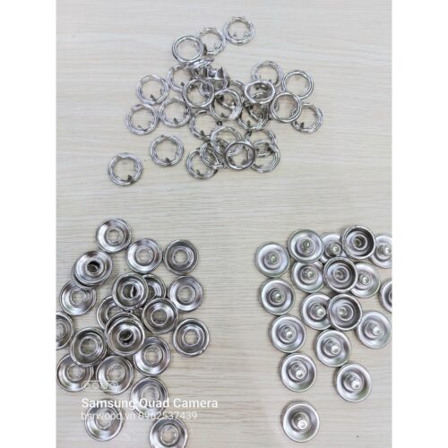 Alternative view of Nút bấm 5 chấu Cúc áo 4 thành phần Bằng thau không gỉ Màu bạc Size lớn 13mm, 15mm, 17mm, 20mm Bịch 10 bộ