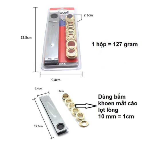 Alternative view of Dụng cụ bấm khoen mắt cáo ore 10mm (Đóng bằng búa , cần đục lỗ sẵn) Đóng khoen lên bạt, giấy, da, vải...