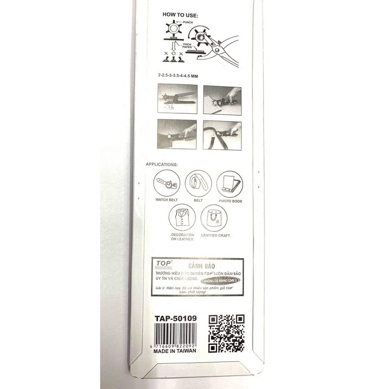 Kềm bấm lỗ 2-2.5-3-3.5-4-4.5mm Kìm chuyên bấm lỗ trên vải, jean, bao nilong, vật liệu da thật Hãng TOP (Kìm xịn bấm vải) - Ảnh 6