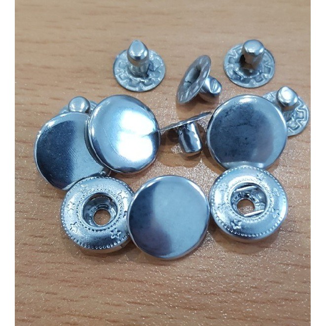 Nút bấm 4 thành phần (nút bóp) Nút quần jean 4 thành phần Loại 10mm Bằng thau Màu bạc, vàng, đồng, đen Phụ liệu may mặc - Ảnh 6
