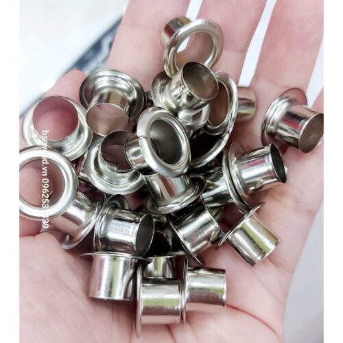 Khoen ore mắt cáo 10mm Chân cao 10mm Khuy luồn oze Khuy đột bạt,khoen bạt Bằng sắt xi Màu bạc Có long đền