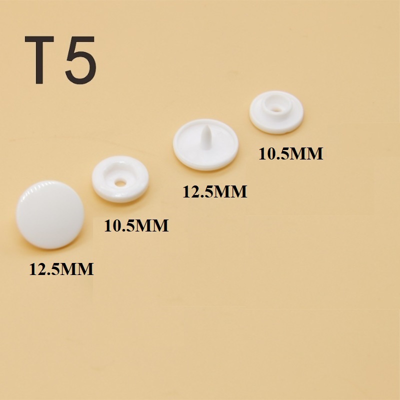 Nút bấm nhựa T5 (12mm) Cúc bấm nhựa 4 chi tiết Hộp 360 bộ nút 18 màu Dùng được với kìm bấm nút - Ảnh 4
