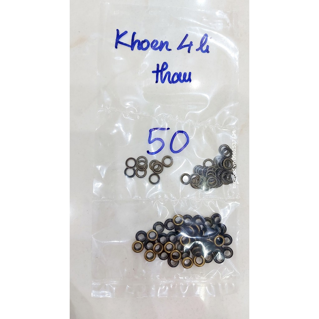 Khoen ore mắt cáo 4mm Bằng Thau không gỉ Màu bạc, vàng, đen, đồng Khuy mắt cáo bấm vải, quần áo, túi xách, đồ da - Ảnh 3