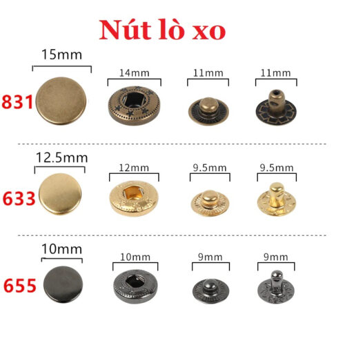 [BÁN SỈ] Nút bấm 4 thành phần Bịch 1000 bộ Bằng thau không gỉ Nút bấm túi ví, áo khoác, đồ da, quần jean...