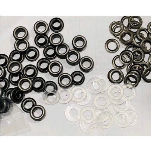 Khoen mắt cáo ore 6mm (khoen 6 ly màu khói) + long đền nhựa Khoen chuyên dùng cho quần áo xuất khẩu