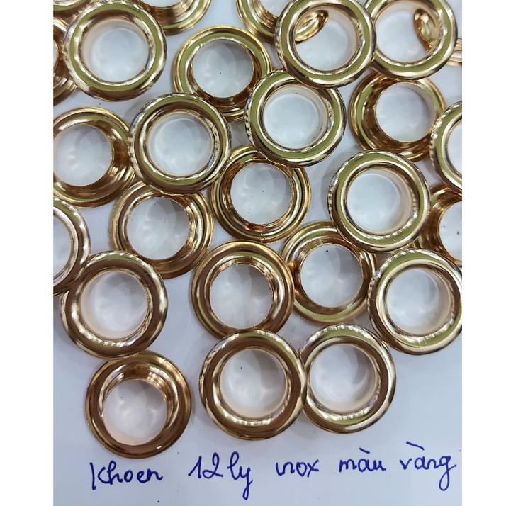 Khoen ore 12mm Khoen mắt cáo 12 ly Bằng INOX không gỉ MÀU VÀNG Khuy mắt cáo bấm vải Phụ liệu may mặc cao cấp - Ảnh 3