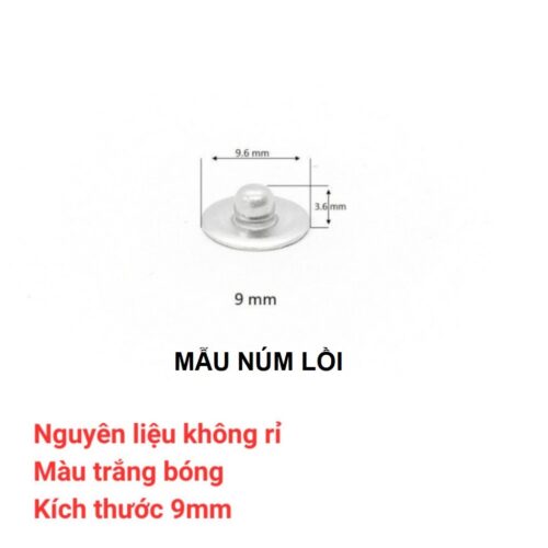 Alternative view of Nút đinh tán cố định túi quần jean (rivets for pocket)mẫu đinh túm,đinh núm) 9mm Bằng thau không gỉ Màu bạc Bịch 100 cái