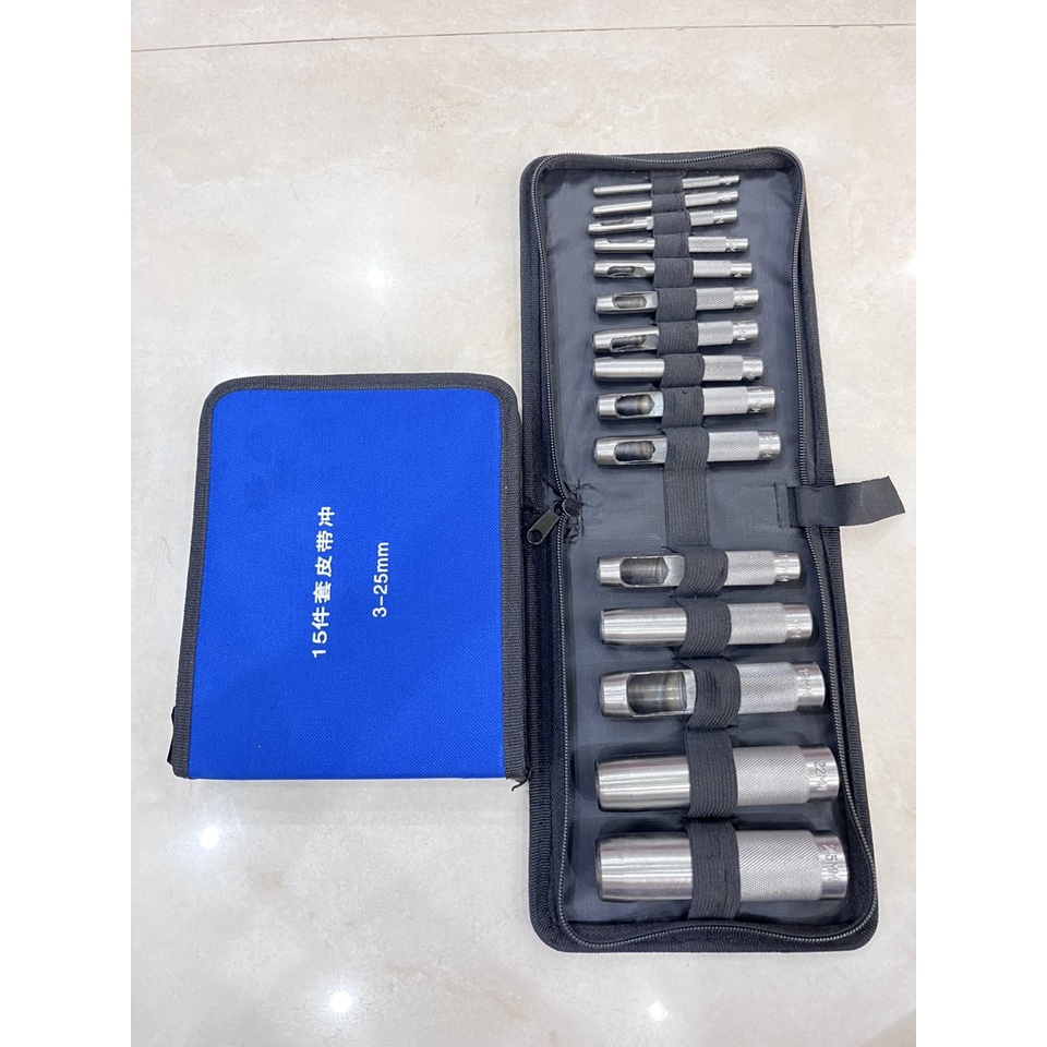 Bộ cây đục lỗ tròn (12 cây 3-16mm / 15 cây 3-25mm) Thép cacbon Sắc bén Hàng nhập loại tốt - Ảnh 3