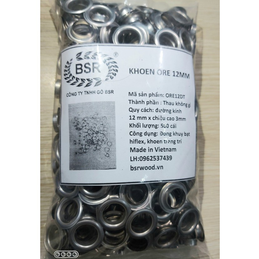Khoen ore 12mm Khoen mắt cáo 12ly Thau không gỉ (mỏng) Màu bạc, vàng, đồng Khuy mắt cáo Chuyên bấm vải Phụ liệu may mặc - Ảnh 6