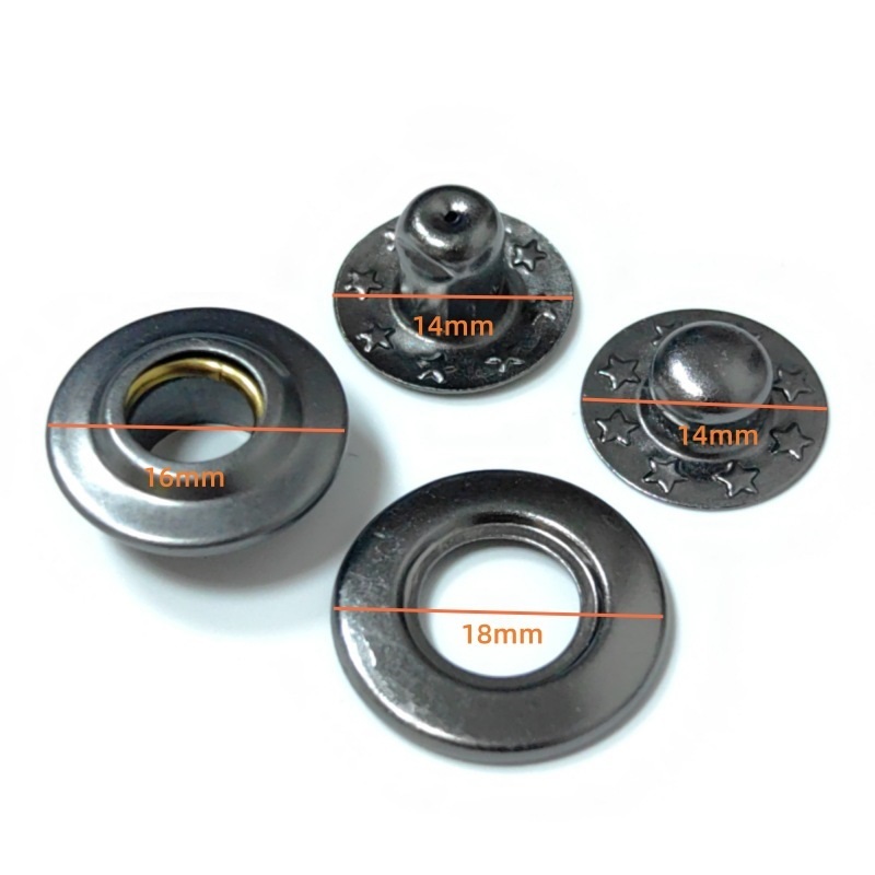 Nút bấm 4 thành phần (Mẫu SPK mắt cá) Size 15mm, 17mm, 18m Thau không gỉ nút áo da cao cấp, áo khoác, quần jean - Ảnh 3