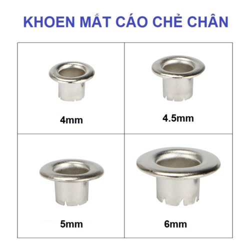 Alternative view of Khoen ore mắt cáo CHẺ CHÂN bằng SẮT Size 4mm,4.5mm,5mm,6mm Dùng cho kìm bấm bạt,túi giấy Túi 100 cái Không Có long đền