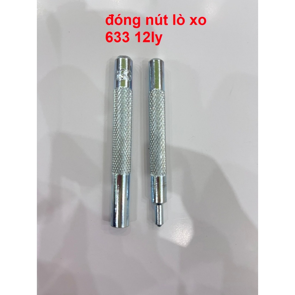 Dụng cụ đóng nút bóp (nút lò xo) Mã nút 633 Size 12mm (nút bấm 4 thành phần) gồm 2 cây tán