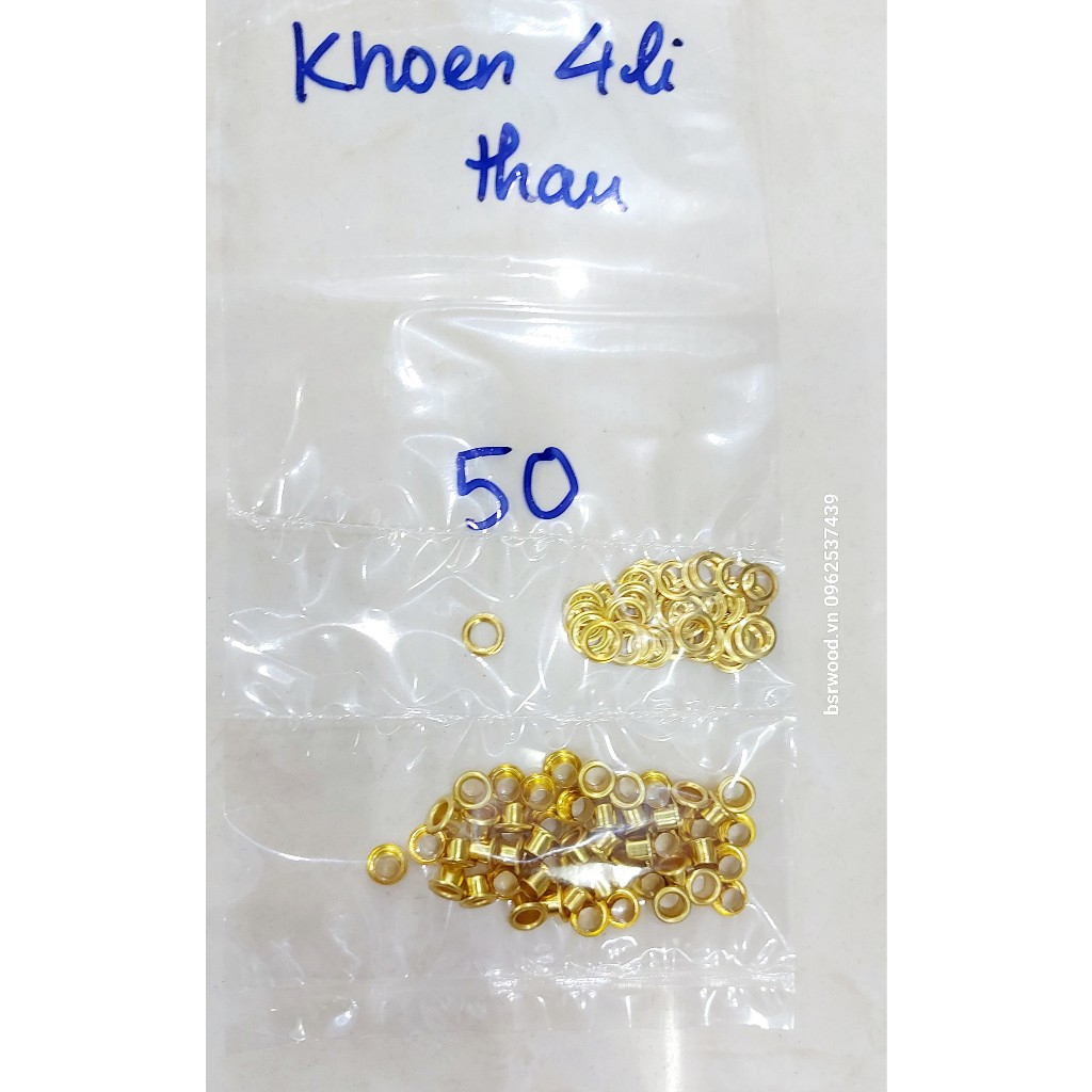 Khoen ore mắt cáo 4mm Bằng Thau không gỉ Màu bạc, vàng, đen, đồng Khuy mắt cáo bấm vải, quần áo, túi xách, đồ da - Ảnh 2